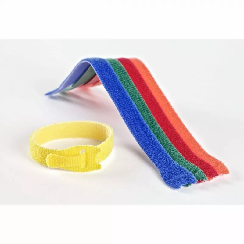 VELCRO VEL-EC60250 Klett-Kabelbinder - Farben gemischt (Blau, Grün, Orange, Rot, Gelb) - 20 cm x 12 mm - 5er-Pack