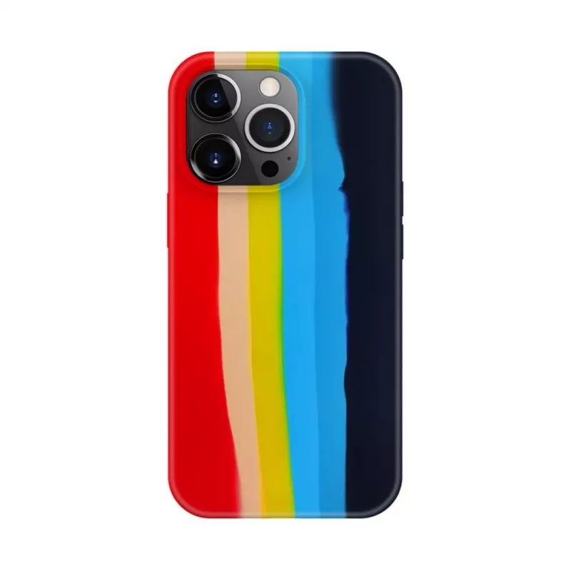 Evelatus Apple iPhone 15 Pro Silikonhülle Mehrfarbig Regenbogen