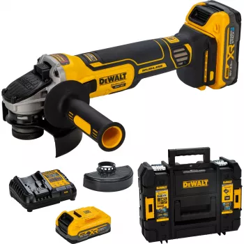DEWALT DCG405S2T-QW 18V XR Akku-Winkelschleifer 125mm bürstenlos mit 2x5.0Ah Akkus, Ladegerät und TSTAK-Koffer