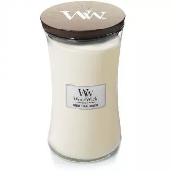 WoodWick White Tea & Jasmine Duftkerze im Glas, Medium, 275g