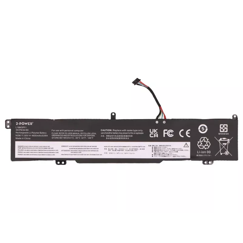2-Power Lenovo IdeaPad L340-15IRH Main Battery Pack - 53 Wh - 4600 mAh - 11,52 V - 3-Cell Li-ion - Black