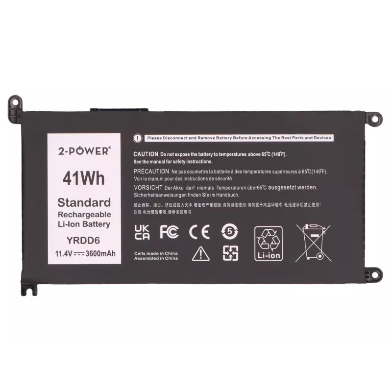 2-Power Hauptakku für Dell Inspiron 3579 - 41 Wh, 11,4 V, 3-Zellen Li-Ion