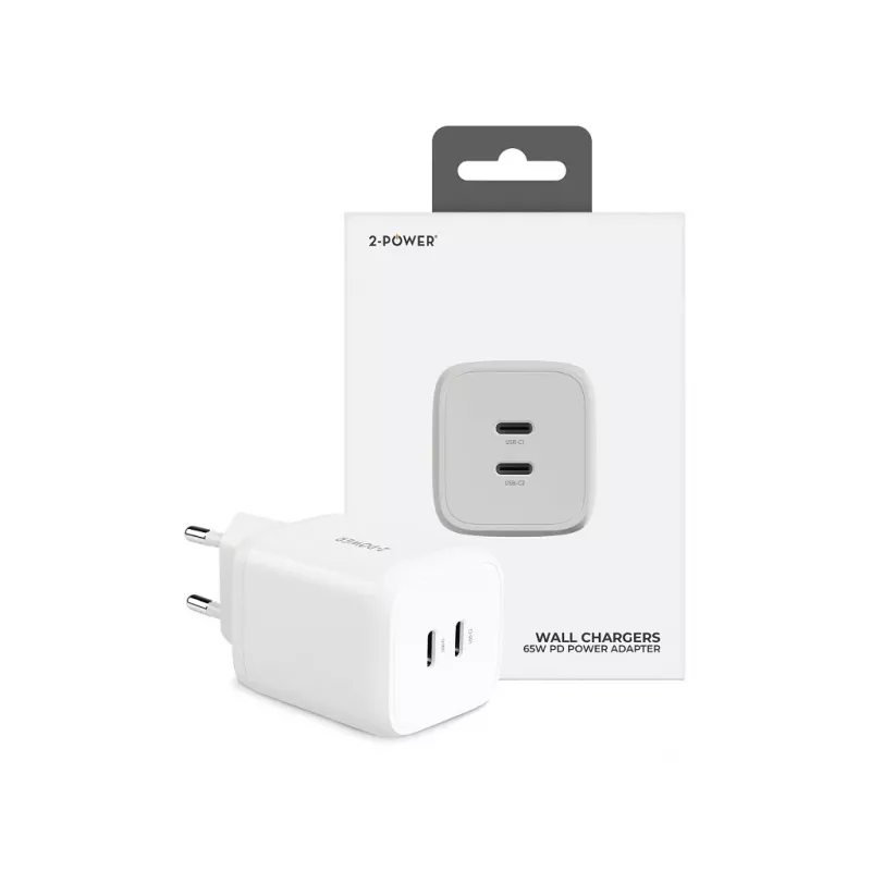 2-Power 65W Wall Charger PD GaN 2 x USB-C