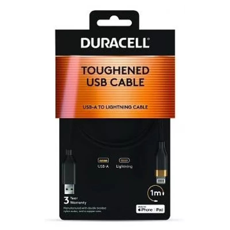 DURACELL 1m USB-A auf Lightning Kabel Weiß MFi zertifiziert