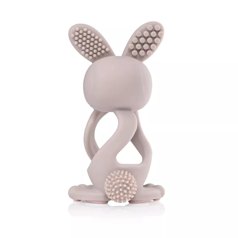BRUSH BABY Bobbie Bunny Beißring Baby Beißspielzeug Cappuccino Grau