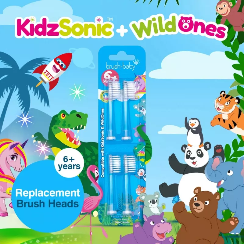 Brush-Baby Kidz Sonic Ersatzbürstenköpfe 6+ 4er Pack