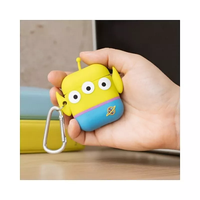 ThumbsUp! PowerSquad 3D Silikon AirPods Hülle, Alien, Blau/Weiß/Gelb