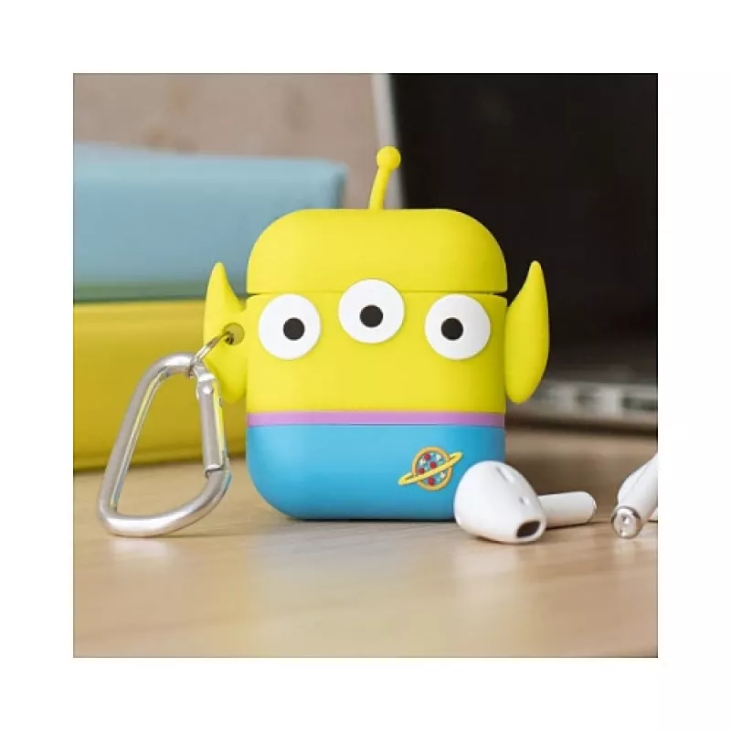 ThumbsUp! PowerSquad 3D Silikon AirPods Hülle, Alien, Blau/Weiß/Gelb