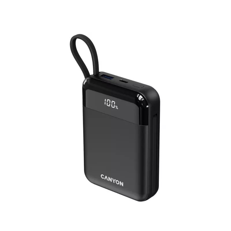Canyon OnPower 104 10000 mAh Power Bank mit USB-C- und Lightning-Kabel Schwarz