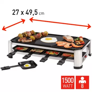 FRITEL RG 2170 Raclette Grill Edelstahl Chrom/Schwarz 1200 W 8 Personen