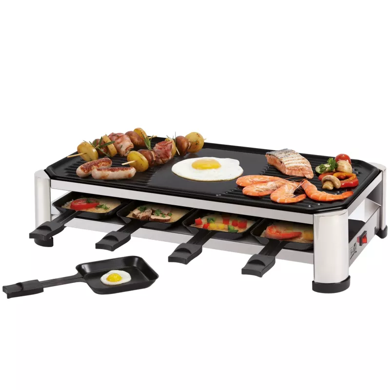 FRITEL RG 2170 Raclette Grill Edelstahl Chrom/Schwarz 1200 W 8 Personen