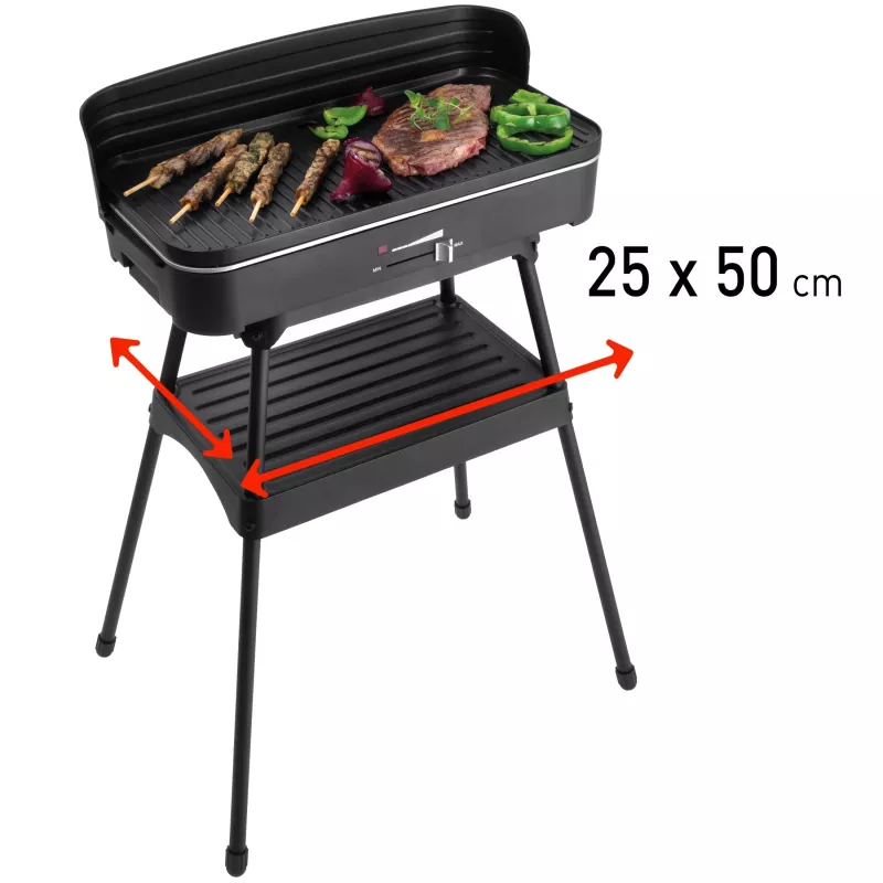 FRITEL Starter BBQ 2246 Elektrogrill mit Ständer, 2200 W, Schwarz