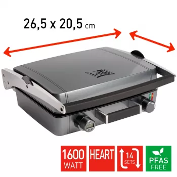 FRITEL WaffleTastic CW 3668 Herz-Waffeleisen Metallic Anthrazit 1600W