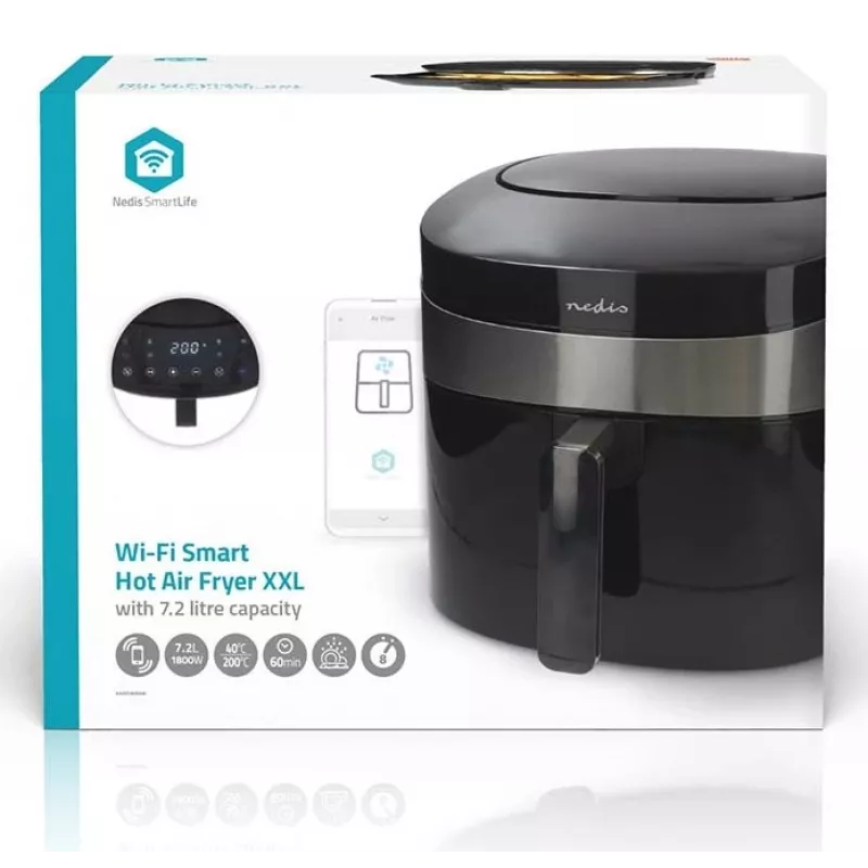 Nedis SmartLife KAAF180BKW Heißluftfritteuse 7.2 L, Black