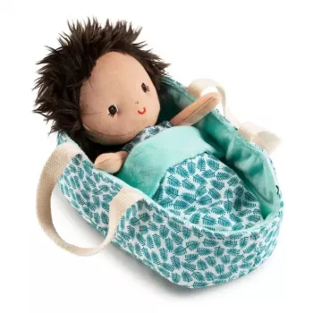 Lilliputiens Babypuppe im Korb mit Outfit und Decke Ari