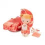 Lilliputiens Lena Baby Doll Set mit Tragekorb, Schnuffeltuch und Milchflasche