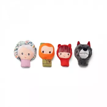 Lilliputiens Fingerpuppen-Set Rotkäppchen, 4 Figuren + Aufbewahrungsbeutel, 12m+