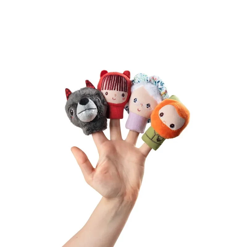 Lilliputiens Rotkäppchen Fingerpuppen-Set, 4 Figuren + Aufbewahrungsbeutel, ab 12 Monaten