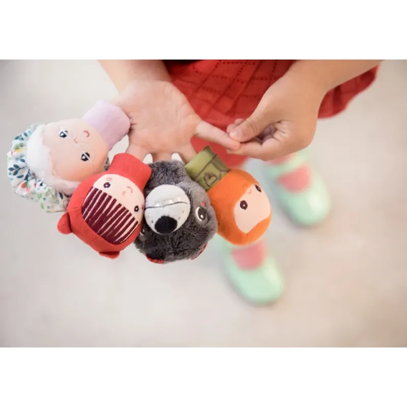Lilliputiens Rotkäppchen Fingerpuppen-Set, 4 Figuren + Aufbewahrungsbeutel, ab 12 Monaten