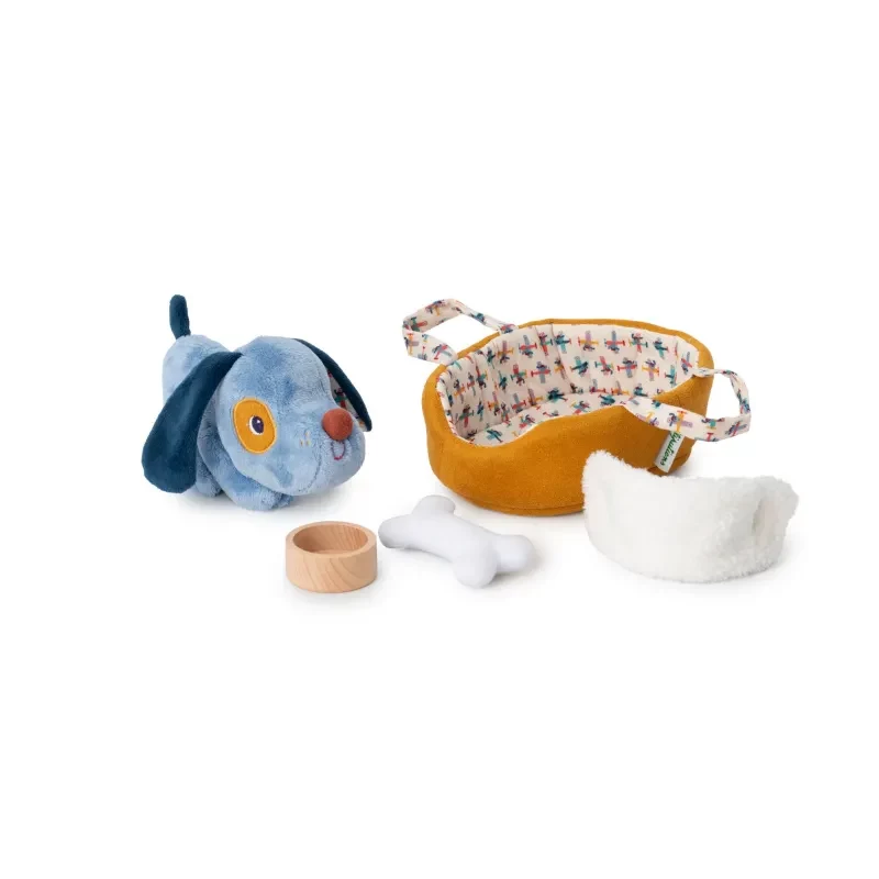 Lilliputiens Jules der Hund Plüsch-Aktivitätsspielset mit Korb und Zubehör, 12m+