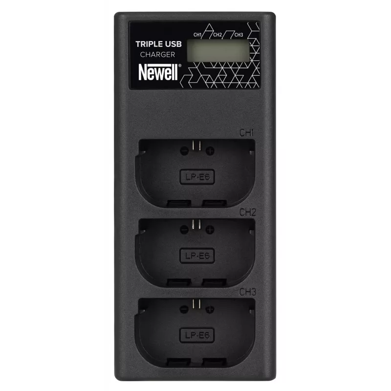 Newell CD-USB-C Triple-Channel-Ladegerät für Canon LP-E6-Akkus