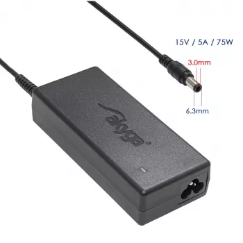 Akyga AK-ND-14 Notebook-Netzteil für Toshiba, 75 W, 15 V / 5 A, 6,3 x 3,0 mm