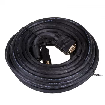 Akyga AK-AV-09 VGA-Kabel D-Sub 15-polig, Stecker auf Stecker, 2 Ferritkerne, 15 m, schwarz