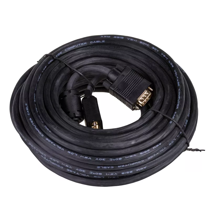Akyga AK-AV-09 VGA-Kabel D-Sub 15-polig, Stecker auf Stecker, 2 Ferritkerne, 15 m, schwarz
