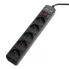 Akyga AK-SP-05U Steckdosenleiste mit Überspannungsschutz, 5x CEE 7/5 (Typ E), 2x USB-A, 1,8 m, schwarz