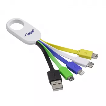 Akyga AK-AD-51 5-in-1 USB-Ladekabel-Schlüsselanhänger, USB-A auf USB-C / Micro-USB / Mini-USB / Lightning