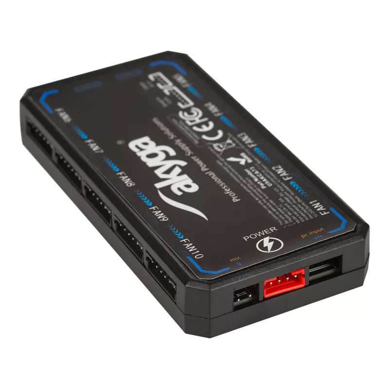 Akyga AK-CA-73 RGB-Lüftersteuerung mit Fernbedienung, 12 Anschlüsse (10 Lüfter + 2 LED-Streifen), Molex-Stromversorgung