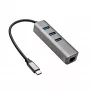 Akyga AK-AD-66 USB-C-Hub mit 3x USB 3.0 und Gigabit-Ethernet, 15 cm, schwarz