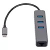 Akyga AK-AD-66 USB-C-Hub mit 3x USB 3.0 und Gigabit-Ethernet, 15 cm, schwarz