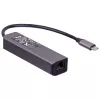 Akyga AK-AD-66 USB-C-Hub mit 3x USB 3.0 und Gigabit-Ethernet, 15 cm, schwarz