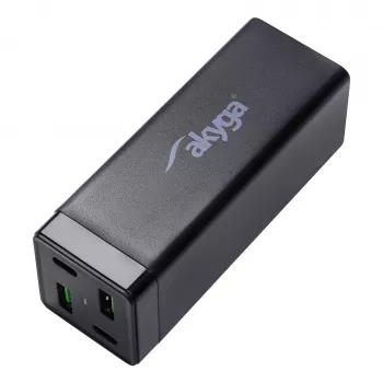 Akyga Charge Brick AK-CH-17 USB-Ladegerät 65 W, 2 x USB-C PD + 2 x USB-A QC 4+, Schwarz