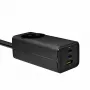 Akyga AK-CH-21 GaN-USB-Ladegerät 65 W, 2 x USB-C + USB-A, mit Steckdose, 1,5 m, Schwarz