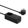 Akyga AK-CH-21 GaN-USB-Ladegerät 65 W, 2 x USB-C + USB-A, mit Steckdose, 1,5 m, Schwarz