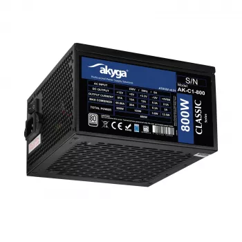 Akyga Classic AK-C1-800 ATX-Netzteil 800 W, 80 PLUS, aktive PFC, 120-mm-Lüfter