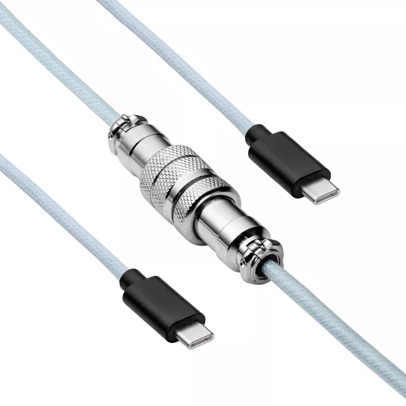 Akyga AK-USB-49 Aviator-Spiralkabel USB-C auf USB-C mit GX16-Stecker, USB 2.0, 3 m, Weiß