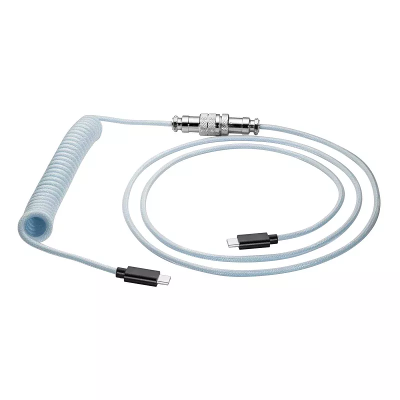 Akyga AK-USB-49 Aviator-Spiralkabel USB-C auf USB-C mit GX16-Stecker, USB 2.0, 3 m, Weiß