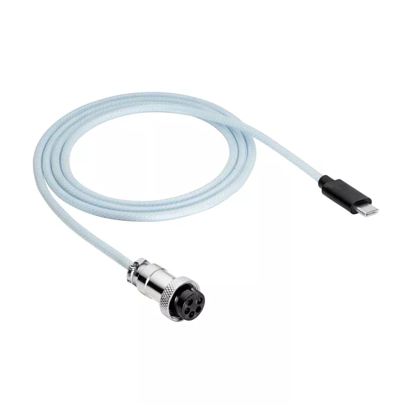 Akyga AK-USB-49 Aviator-Spiralkabel USB-C auf USB-C mit GX16-Stecker, USB 2.0, 3 m, Weiß