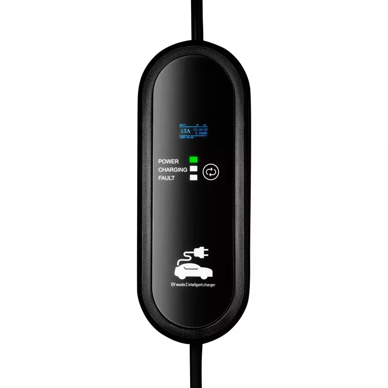 Akyga AK-EC-20 mobiles EV-Ladegerät, Typ 2, UK-Stecker (BS 1363), einphasig, 13 A, 3 kW, LCD, 5 m