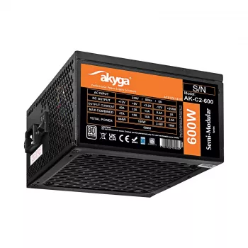 Akyga AK-C2-600 Classic 600 W ATX-Netzteil, teilmodular, aktive PFC, 120-mm-Lüfter