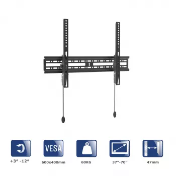 Akyga AK-MB-07 neigbare TV-Wandhalterung, 37-70 Zoll, 60 kg, VESA 600x400, schwarz