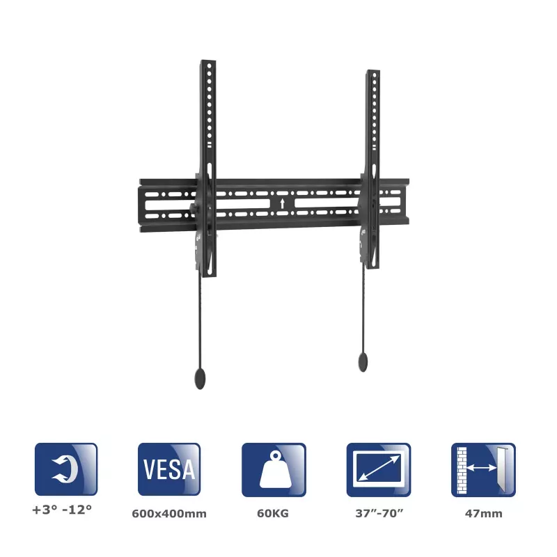 Akyga AK-MB-07 neigbare TV-Wandhalterung, 37-70 Zoll, 60 kg, VESA 600x400, schwarz