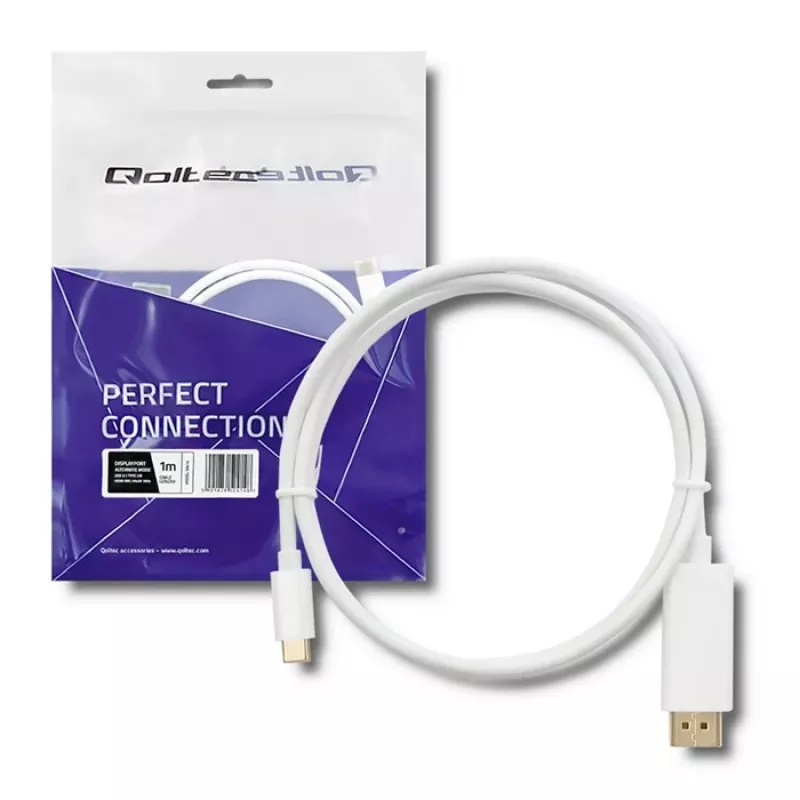 Qoltec USB 3.1 Type-C Male to HDMI Type A Male Adapter Cable, 4K, Alternate Mode, 1m, Black