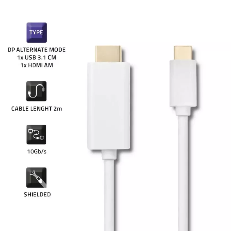 Qoltec USB 3.1 Type C Male to HDMI A Male Cable 2m 4K 60Hz