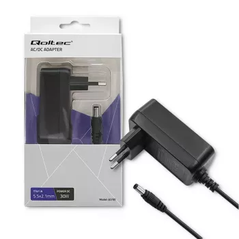 Qoltec Steckernetzteil 30W 15V 2A 5,5x2,1mm Schwarz