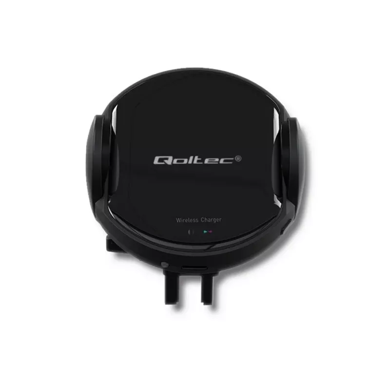 Qoltec PRO Wireless Car Charger with IR Holder 15W QC 3.0 USB Type-C Black