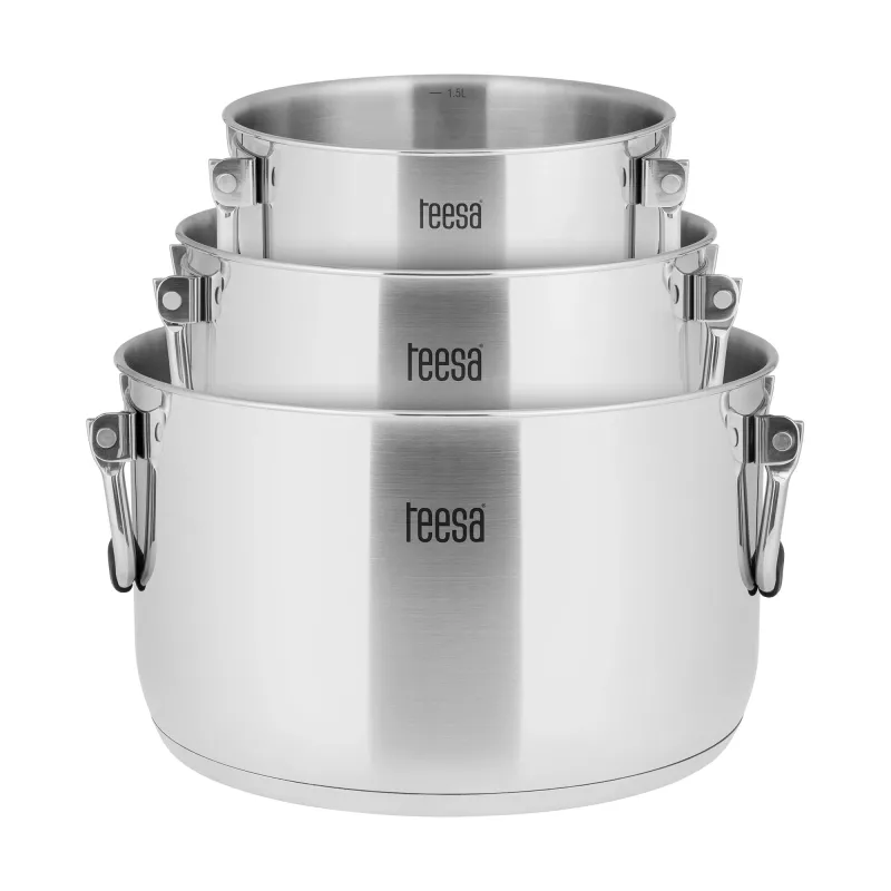 TEESA COOK PRIME 6-teiliger Kochtopf-Set, Edelstahl, induktionsgeeignet